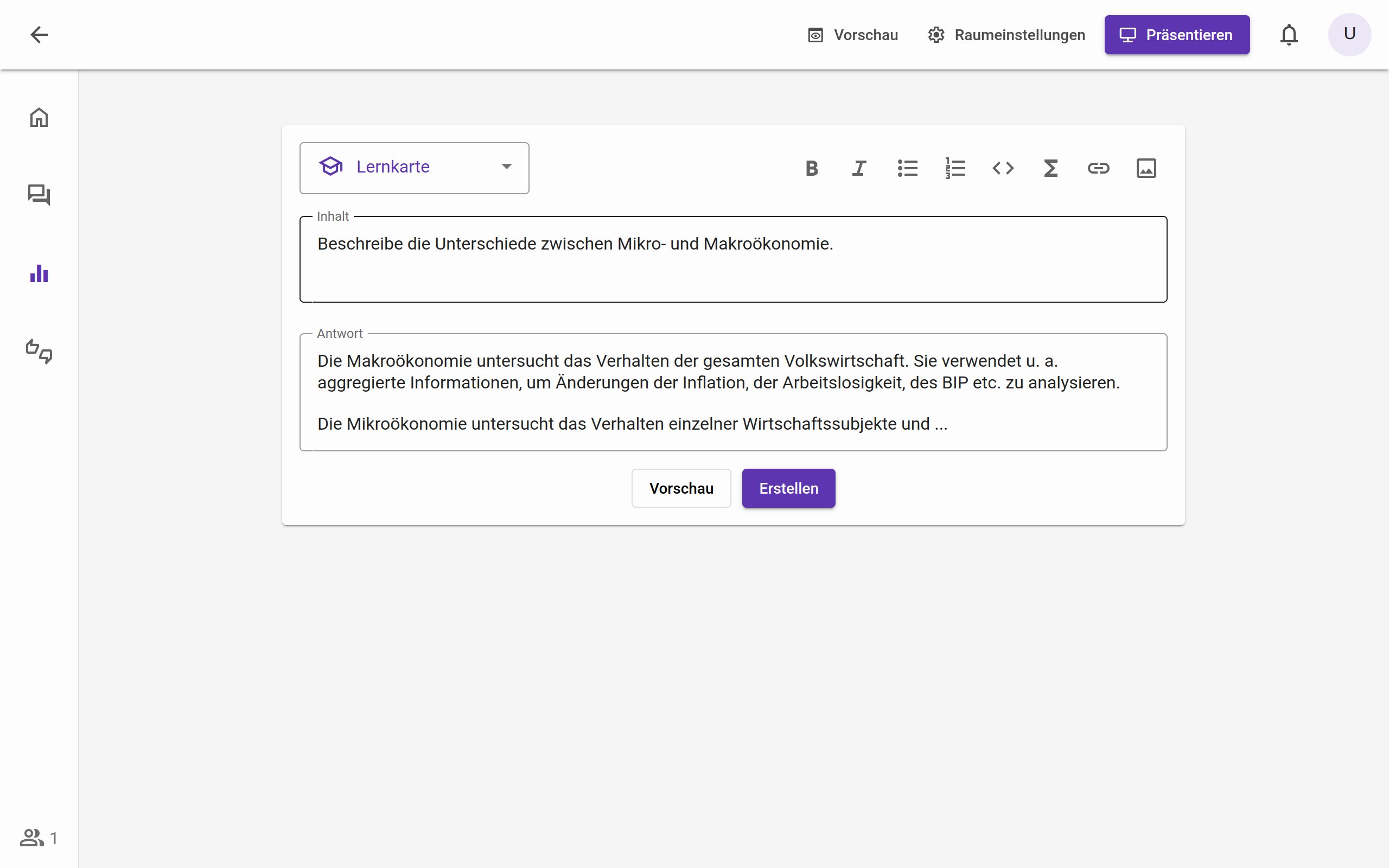 Erstellung einer Lernkarte