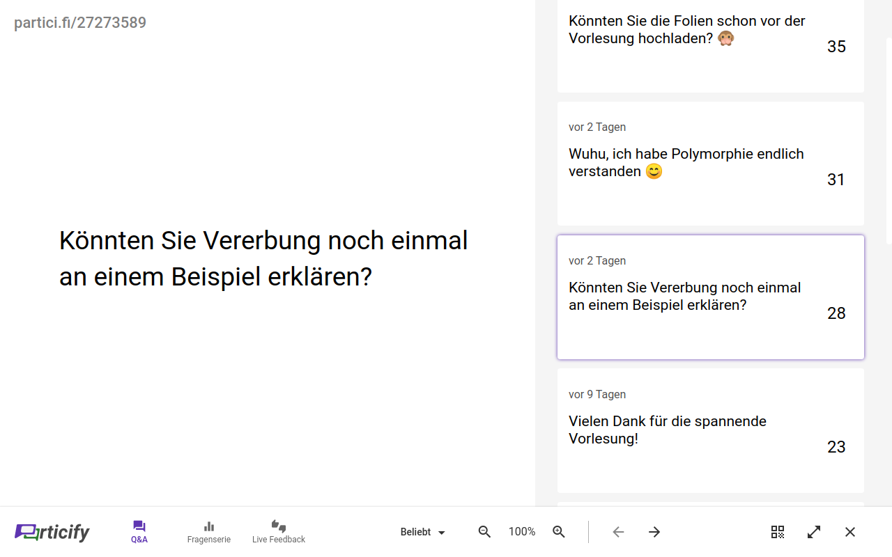 Q&A im Präsentationsmodus