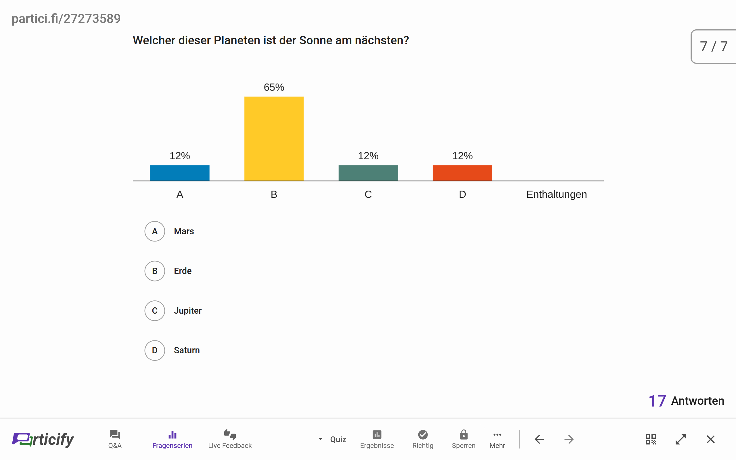 Fragenserie im Präsentationsmodus