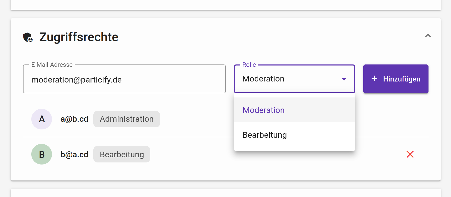 Verwaltung der Zugriffsrechte