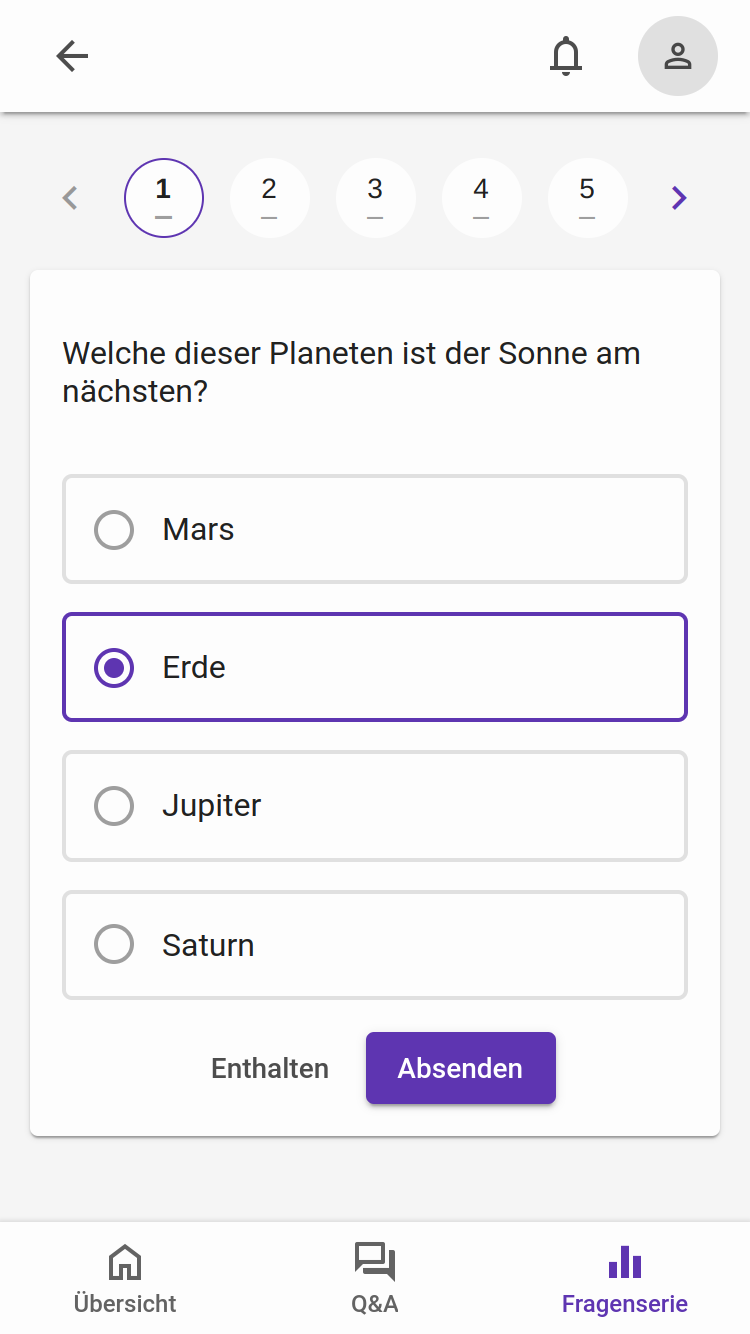 Single-Choice-Frage aus Sicht der Teilnehmenden