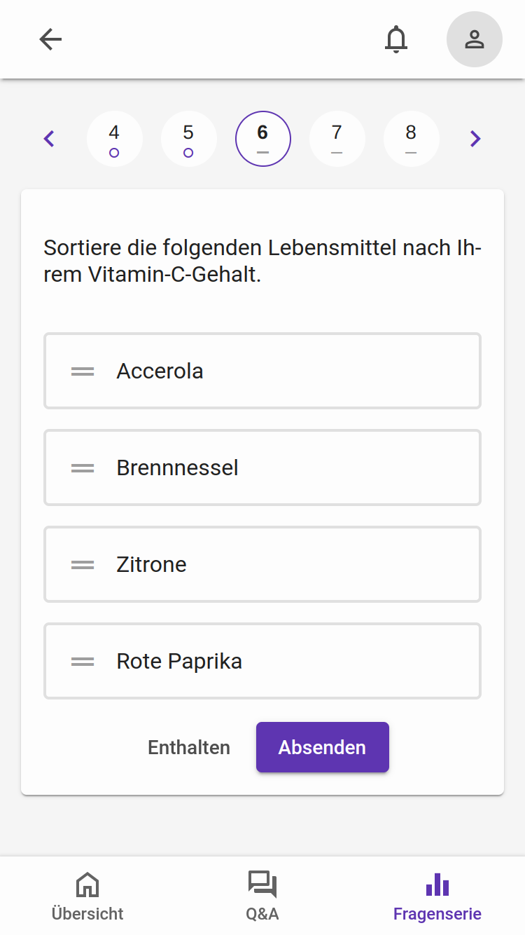 Sortierfrage aus Sicht der Teilnehmenden