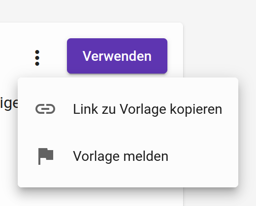 Untermenü einer Vorlage