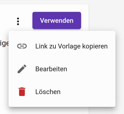 Untermenü einer eigenen Vorlaghe