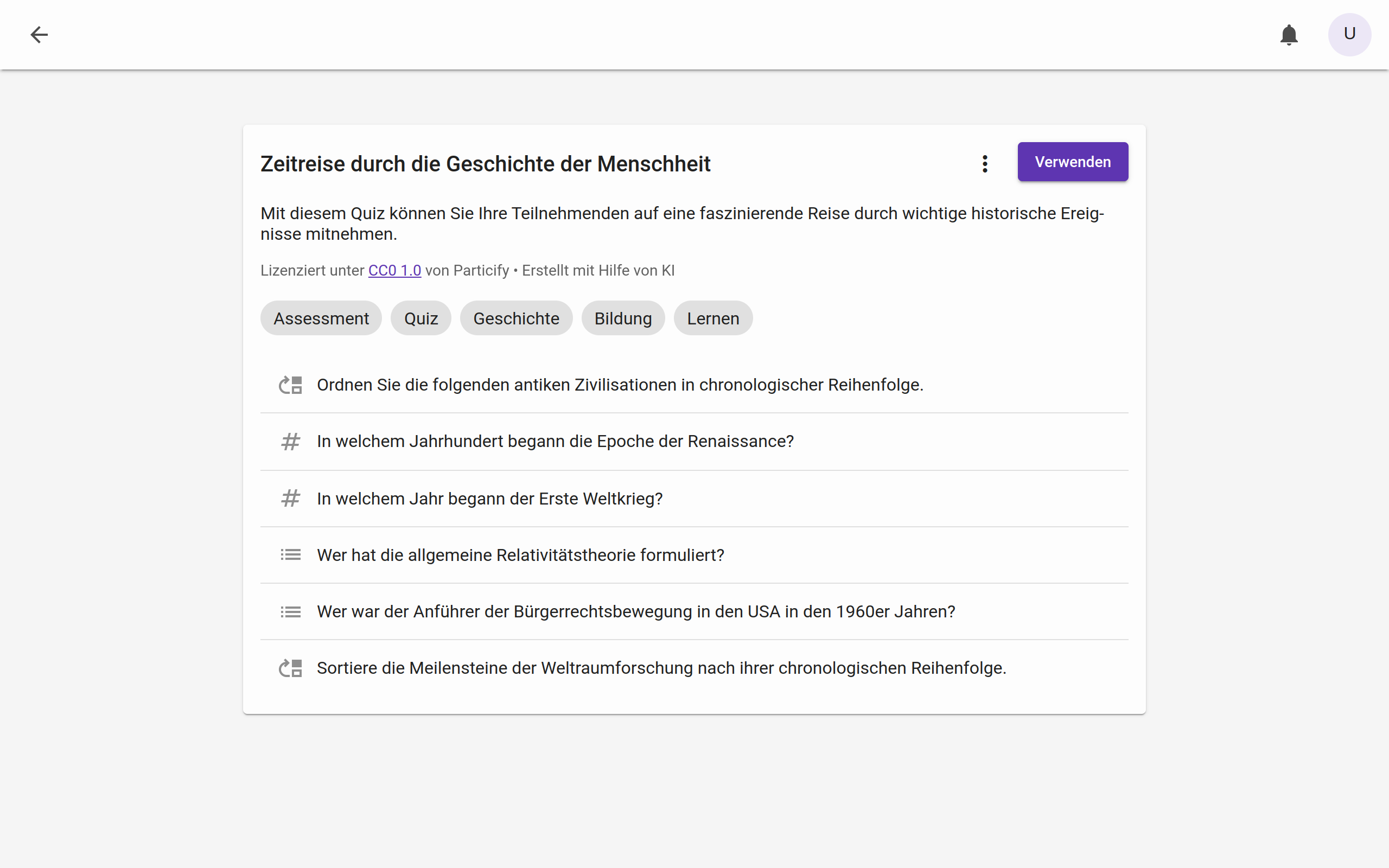 .Vorschau einer Vorlage
