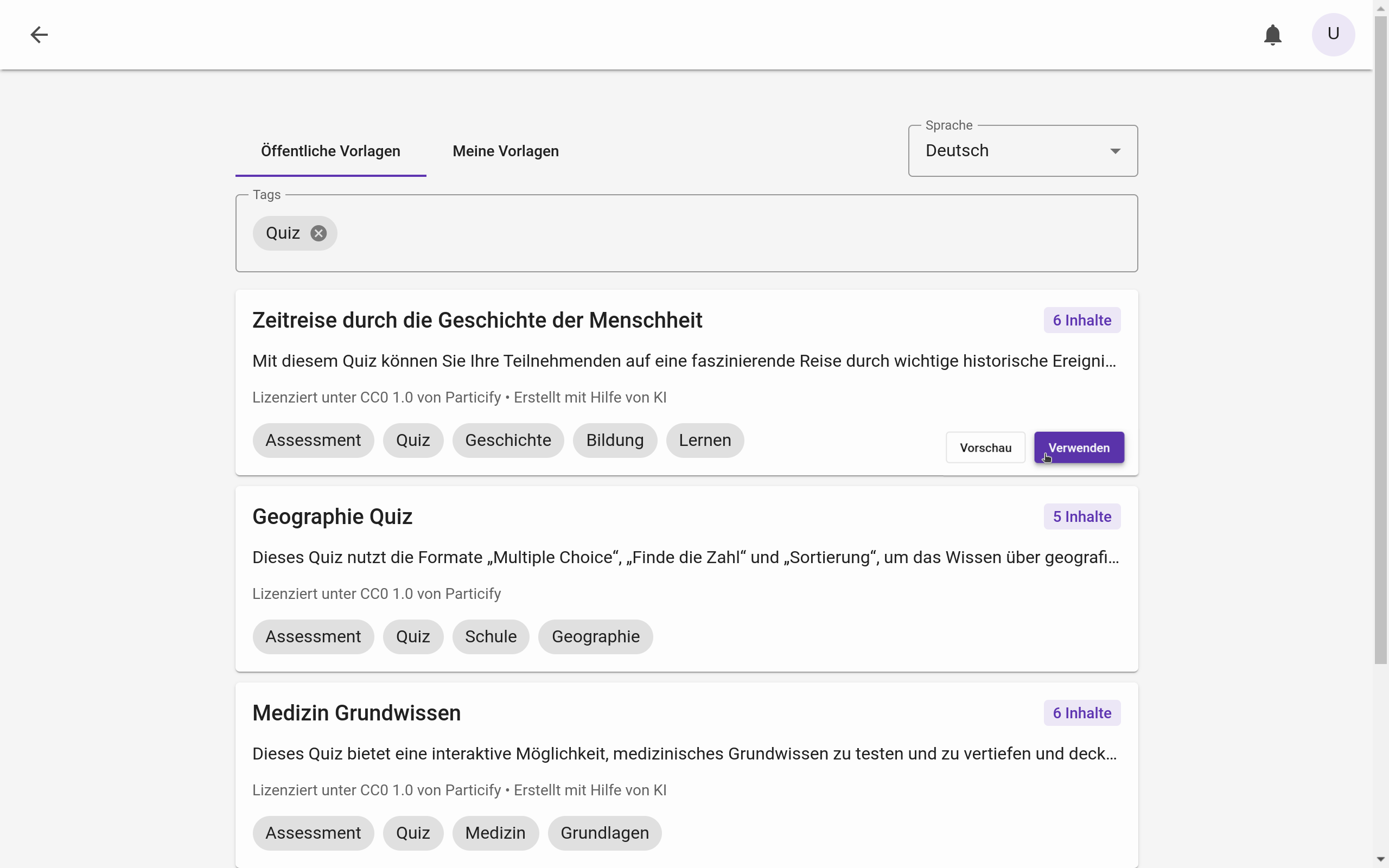 .Liste von Fragenserien-Vorlagen