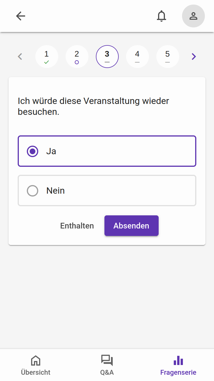 Ja/Nein-Frage aus Sicht der Teilnehmenden